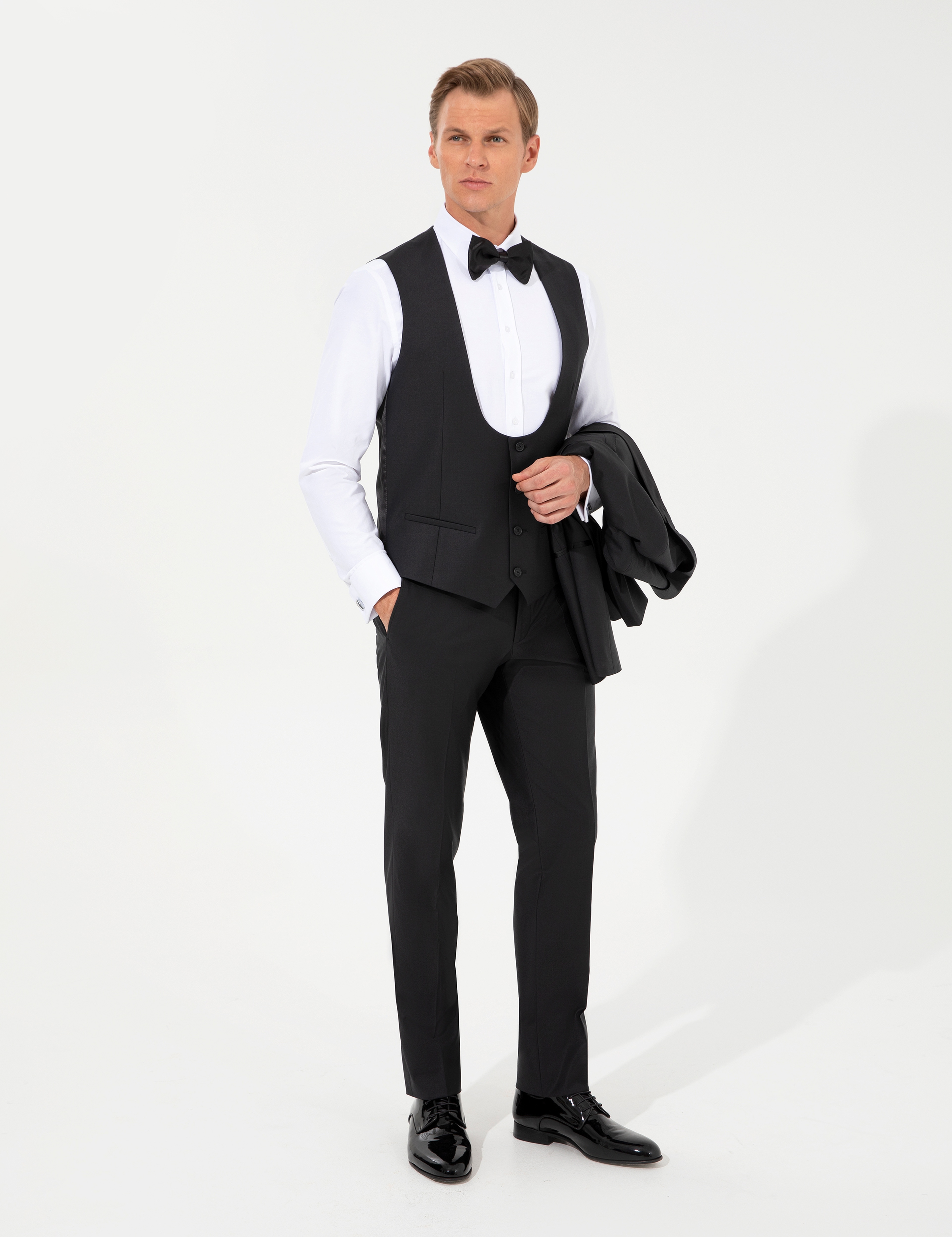 Siyah Slim Fit Smokin Damatlık - Image 3