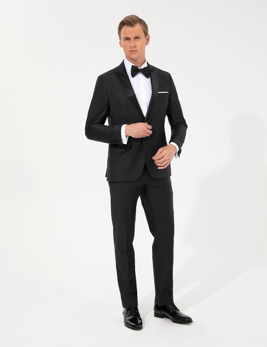 Siyah Slim Fit Smokin Damatlık