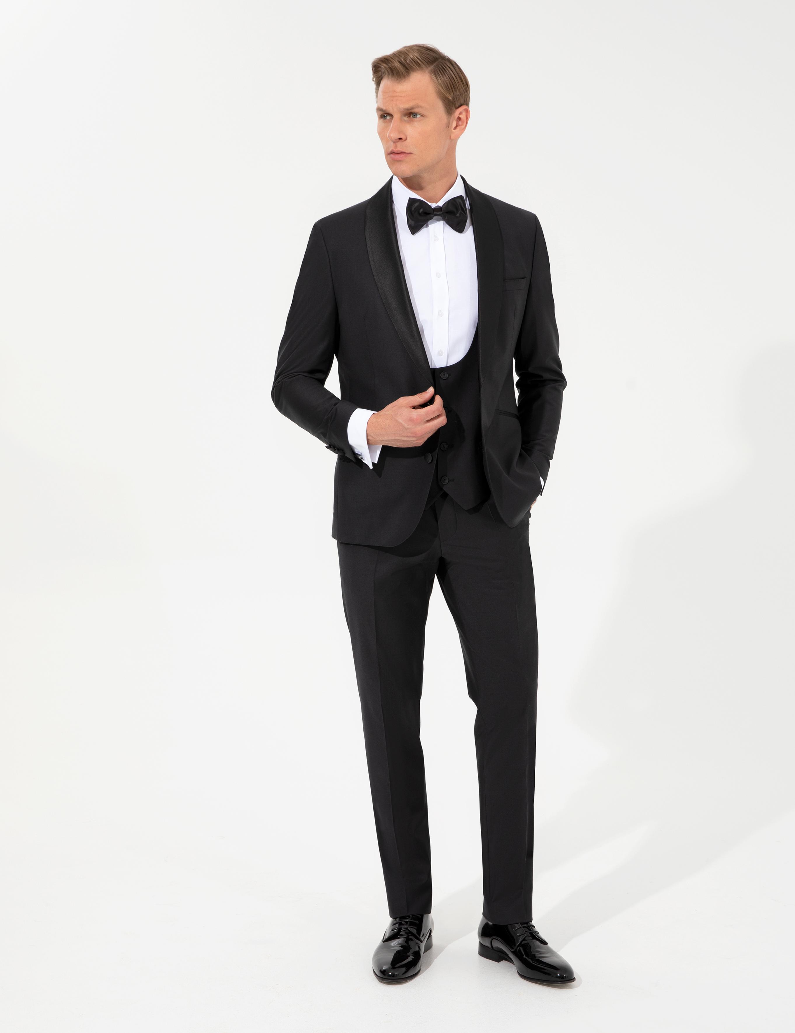 Siyah Slim Fit Smokin