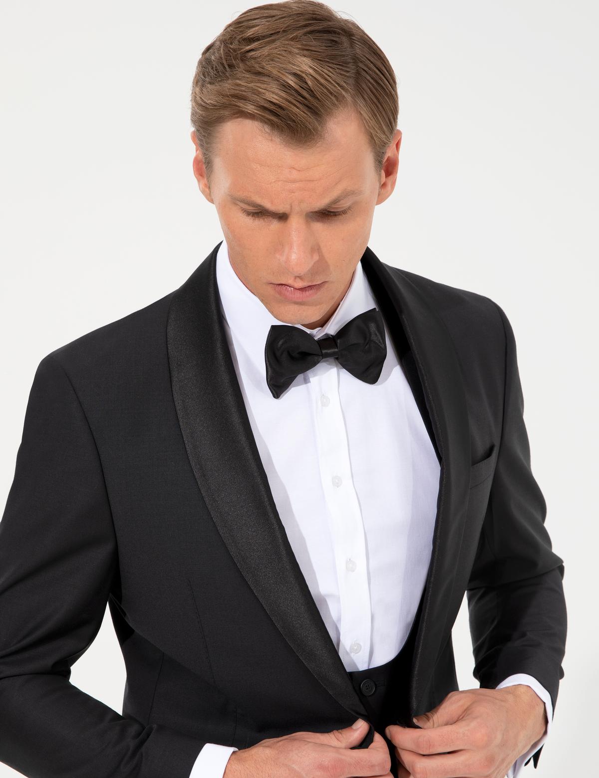 Siyah Slim Fit Smokin - 50222956006