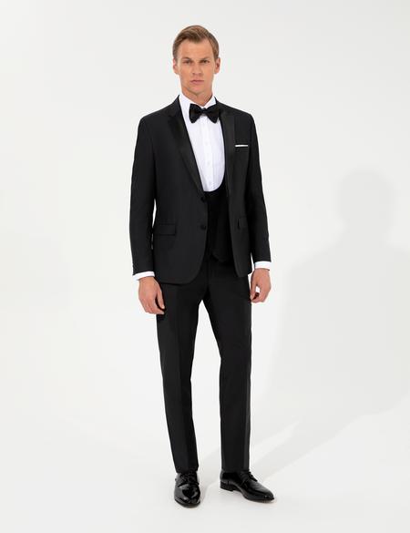 Siyah Slim Fit Smokin Damatlık - 50222981020