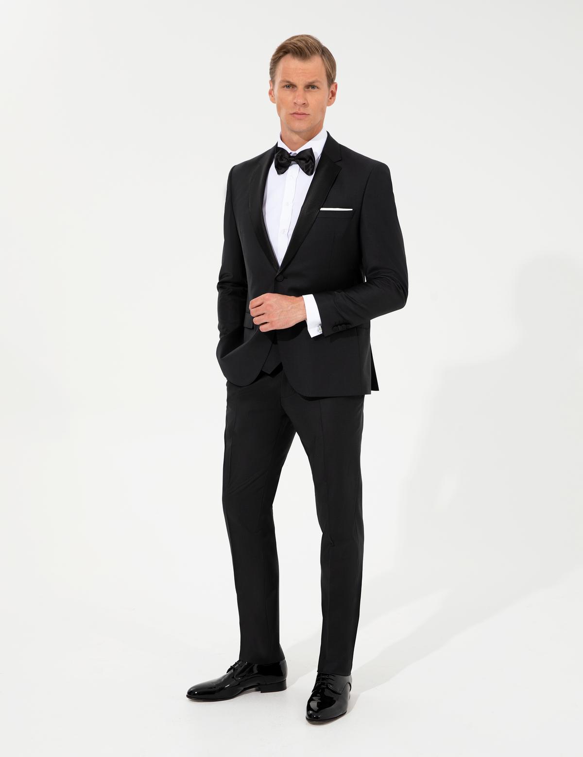 Siyah Slim Fit Smokin Damatlık