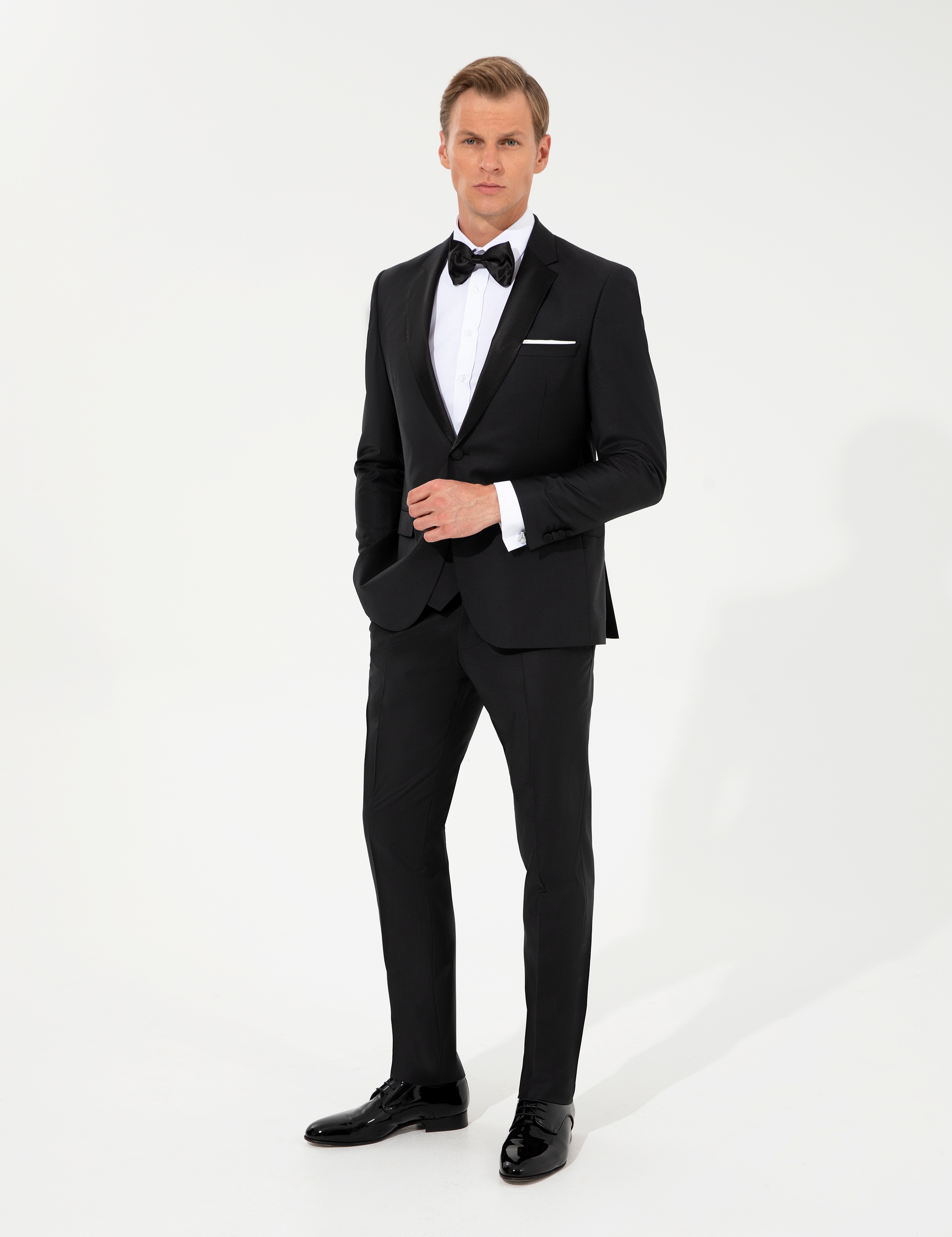Siyah Slim Fit Smokin Damatlık - Image 1