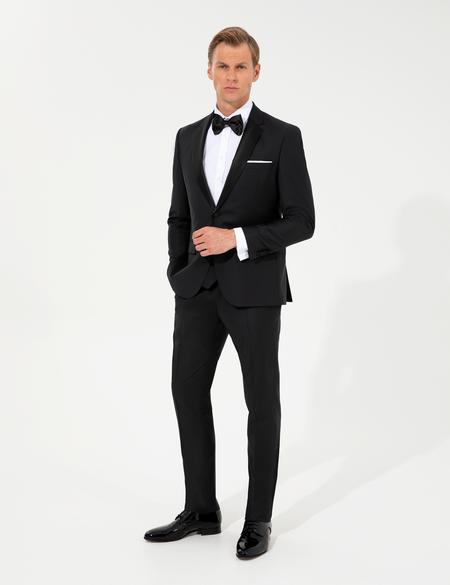 Siyah Slim Fit Smokin Damatlık - 50222981020