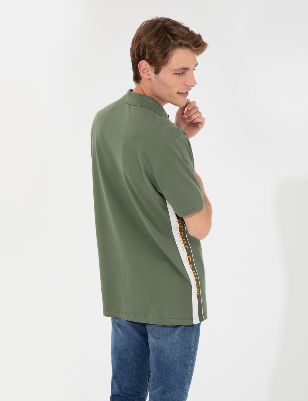 Haki Regular Fit Yandan Çizgili Polo Yaka Tişört - 50249800013