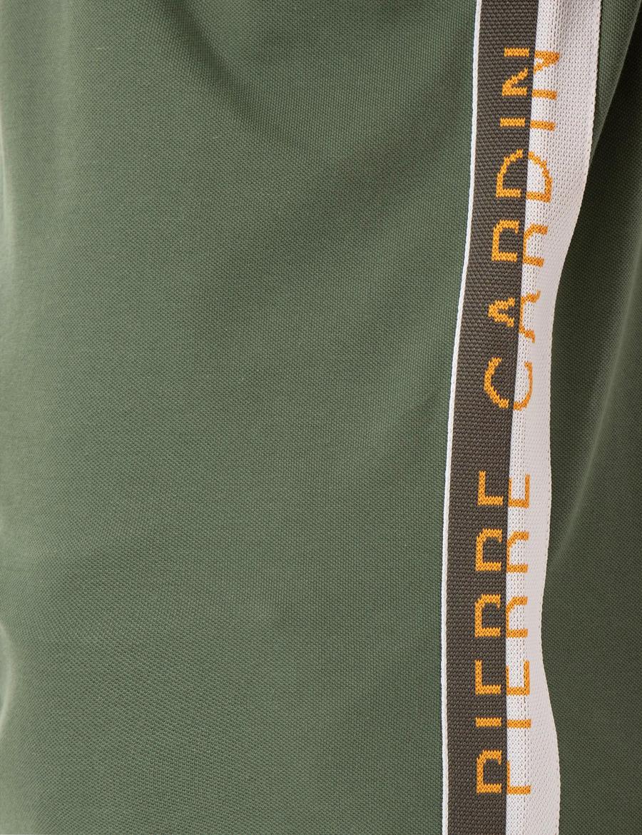 Haki Regular Fit Yandan Çizgili Polo Yaka Tişört