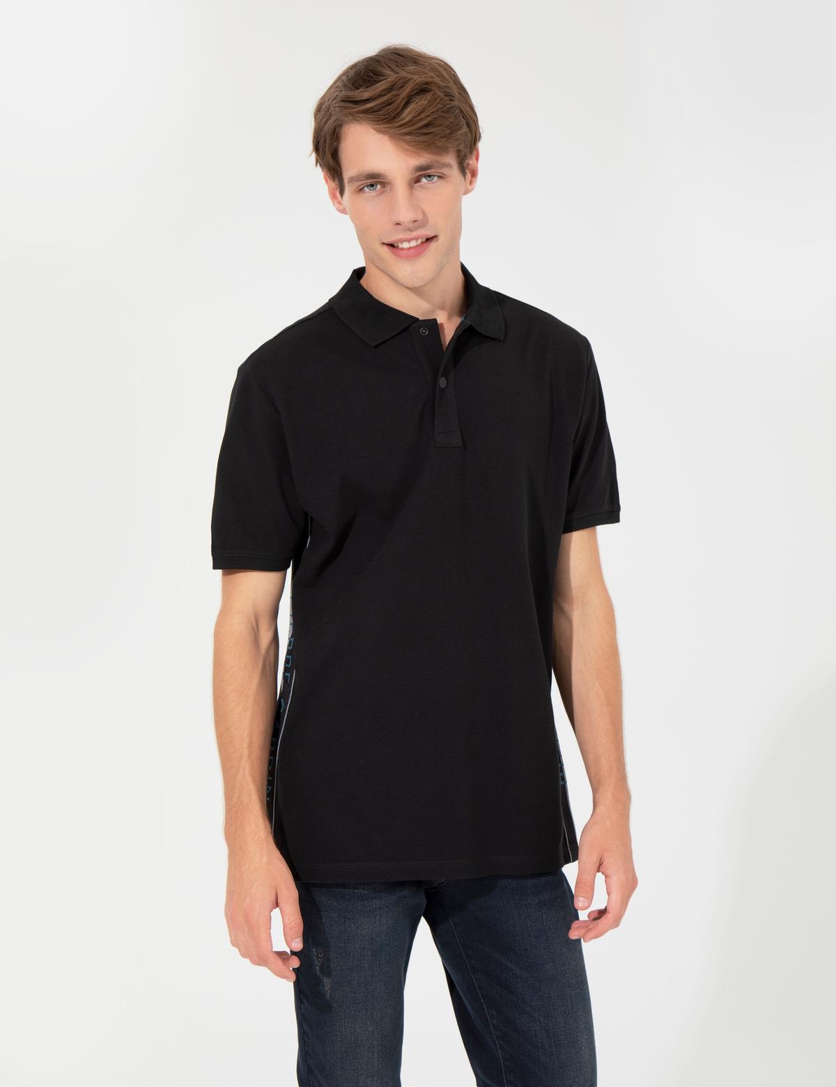 Siyah Regular Fit Polo Yaka Tişört - 50249800023