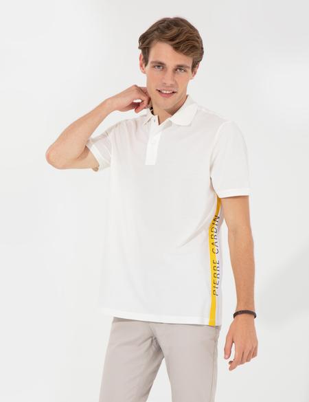 Ecru Regular Fit Yandan Çizgili Polo Yaka Tişört - 50249800003