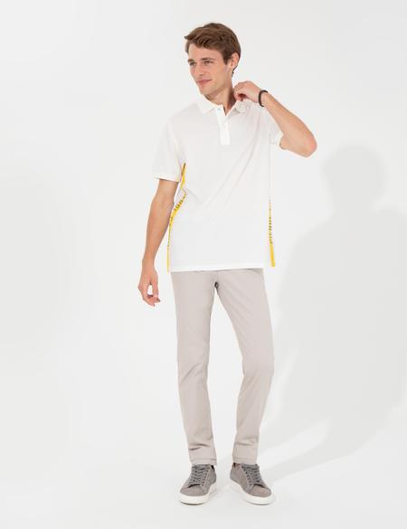 Ecru Regular Fit Yandan Çizgili Polo Yaka Tişört - 50249800003