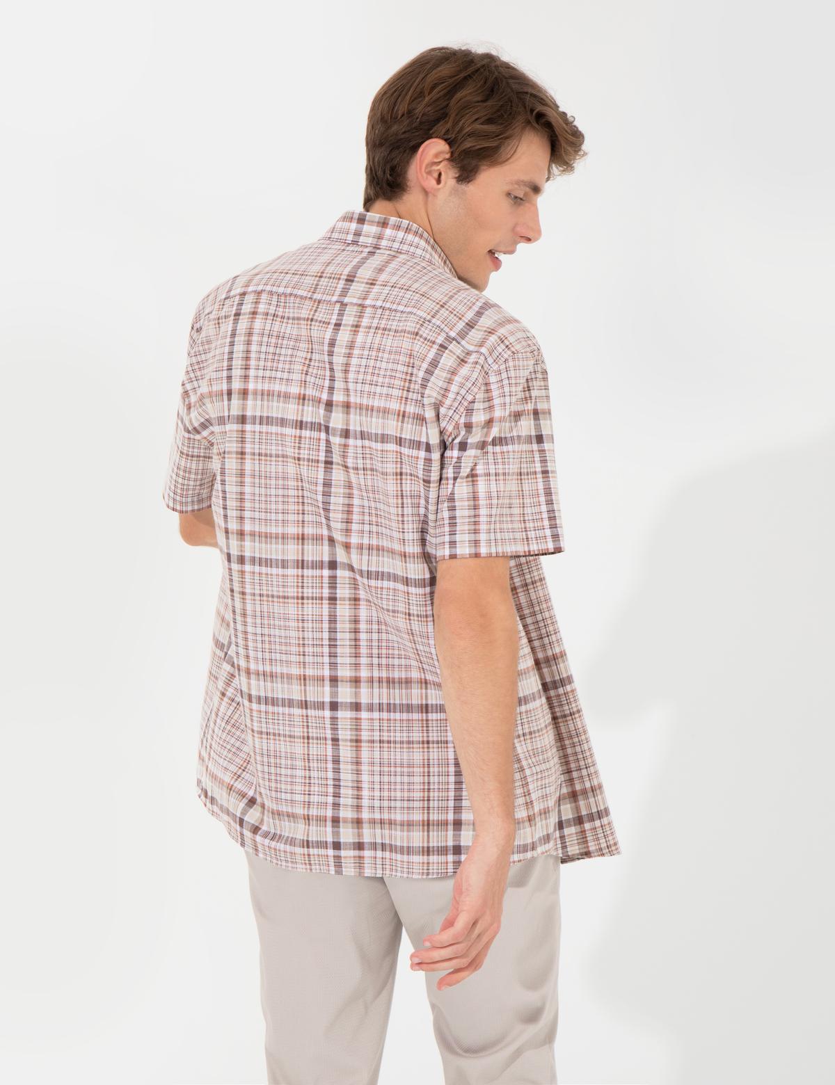 Kahverengi Regular Fit Kısa Kollu Gömlek - 50249723008