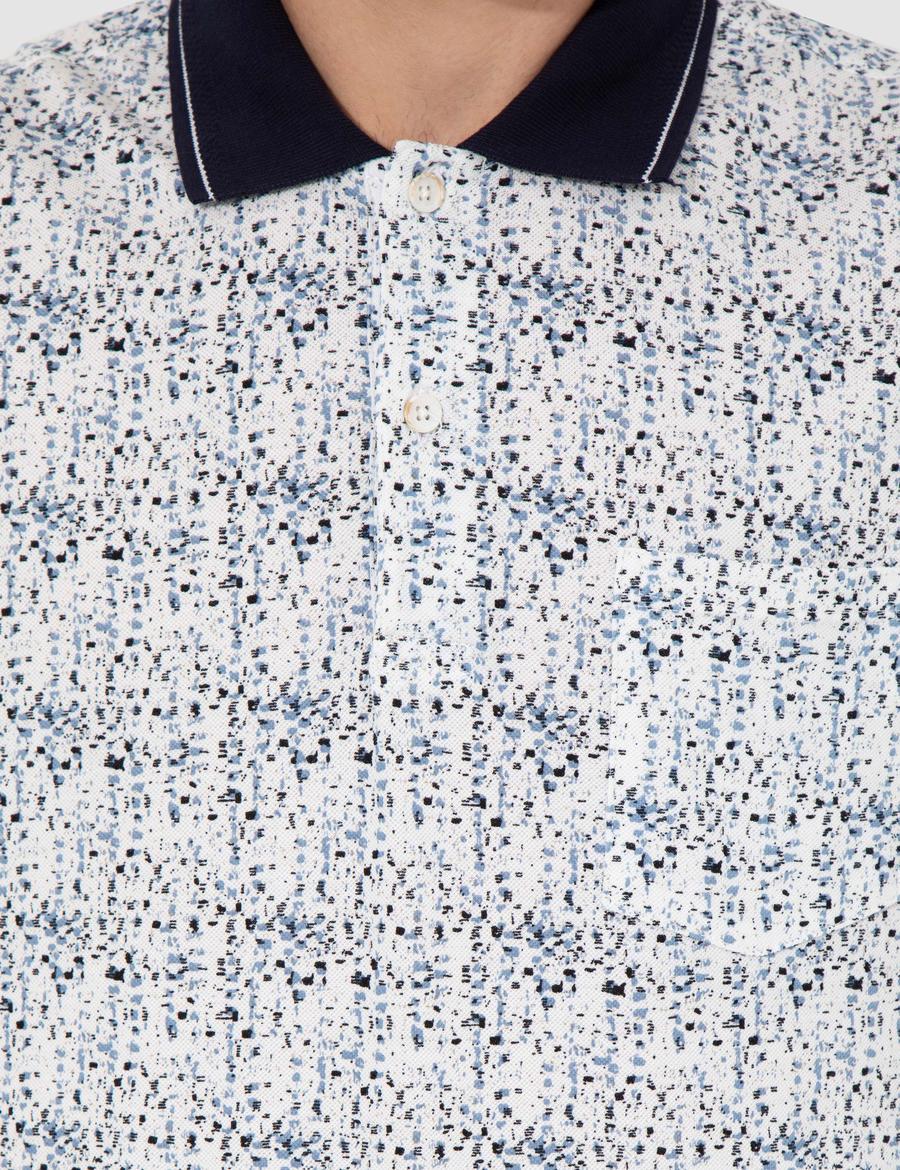 Lacivert Regular Fit Desenli Polo Yaka Tişört