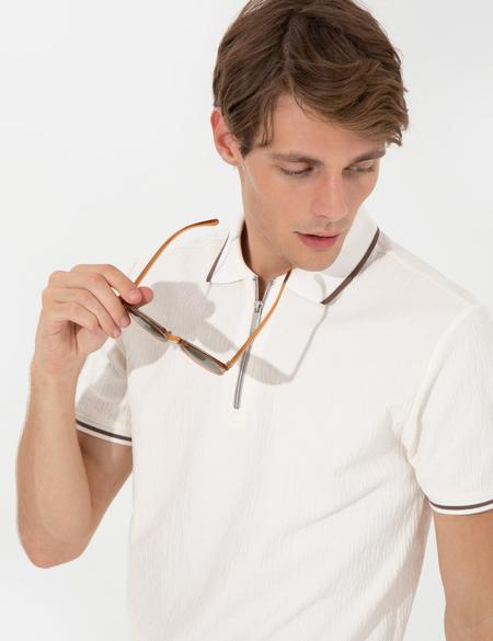 Ekru Slim Fit Tişört - 50249795018