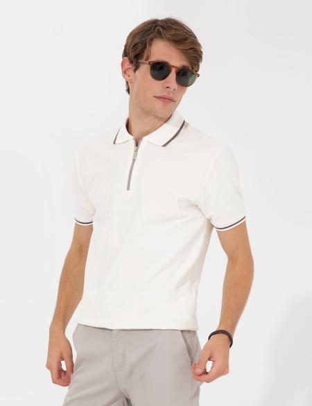 Ekru Slim Fit Tişört - 50249795018