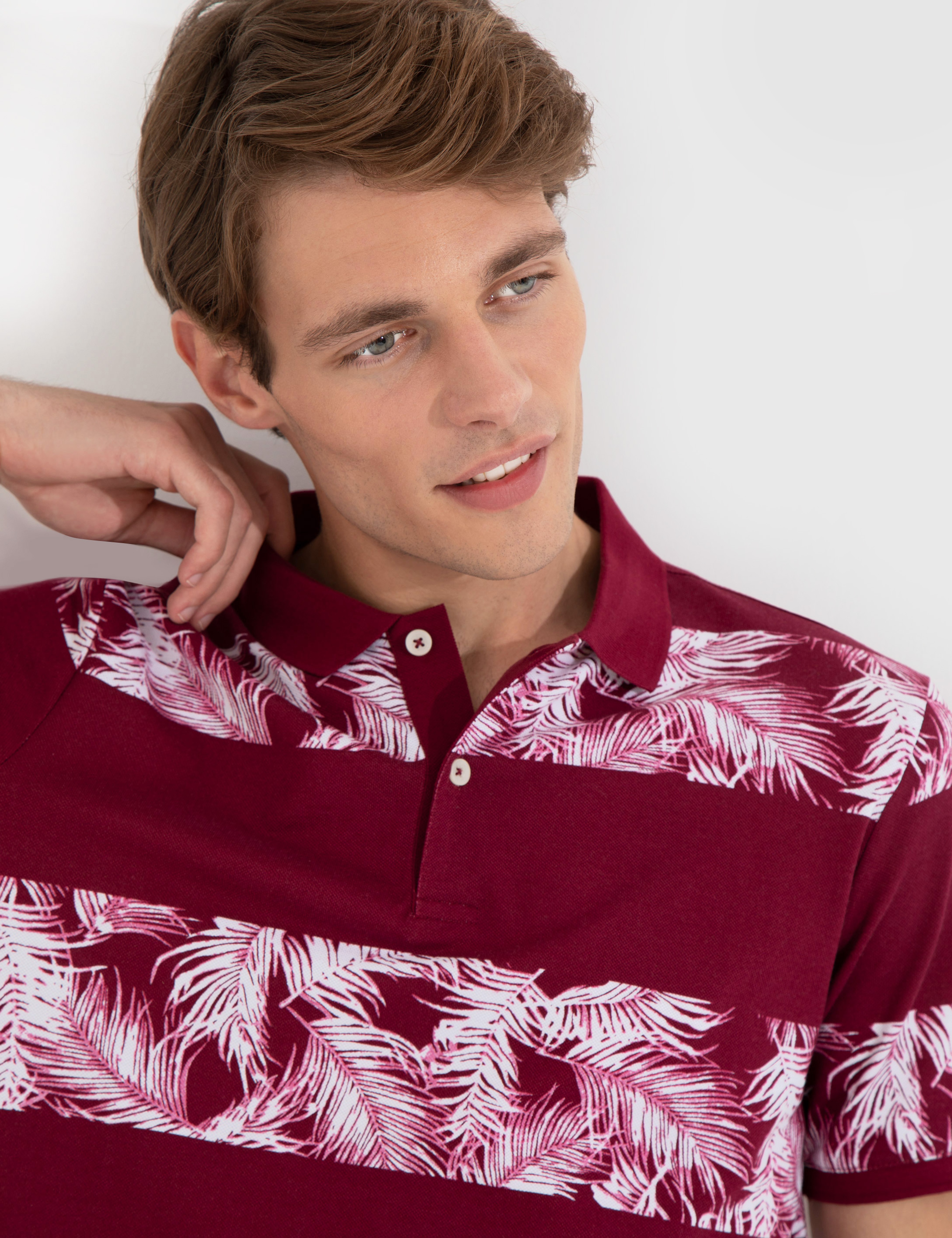 Bordo Slim Fit %100 Pamuk Düğmeli Polo Yaka T-Shirt