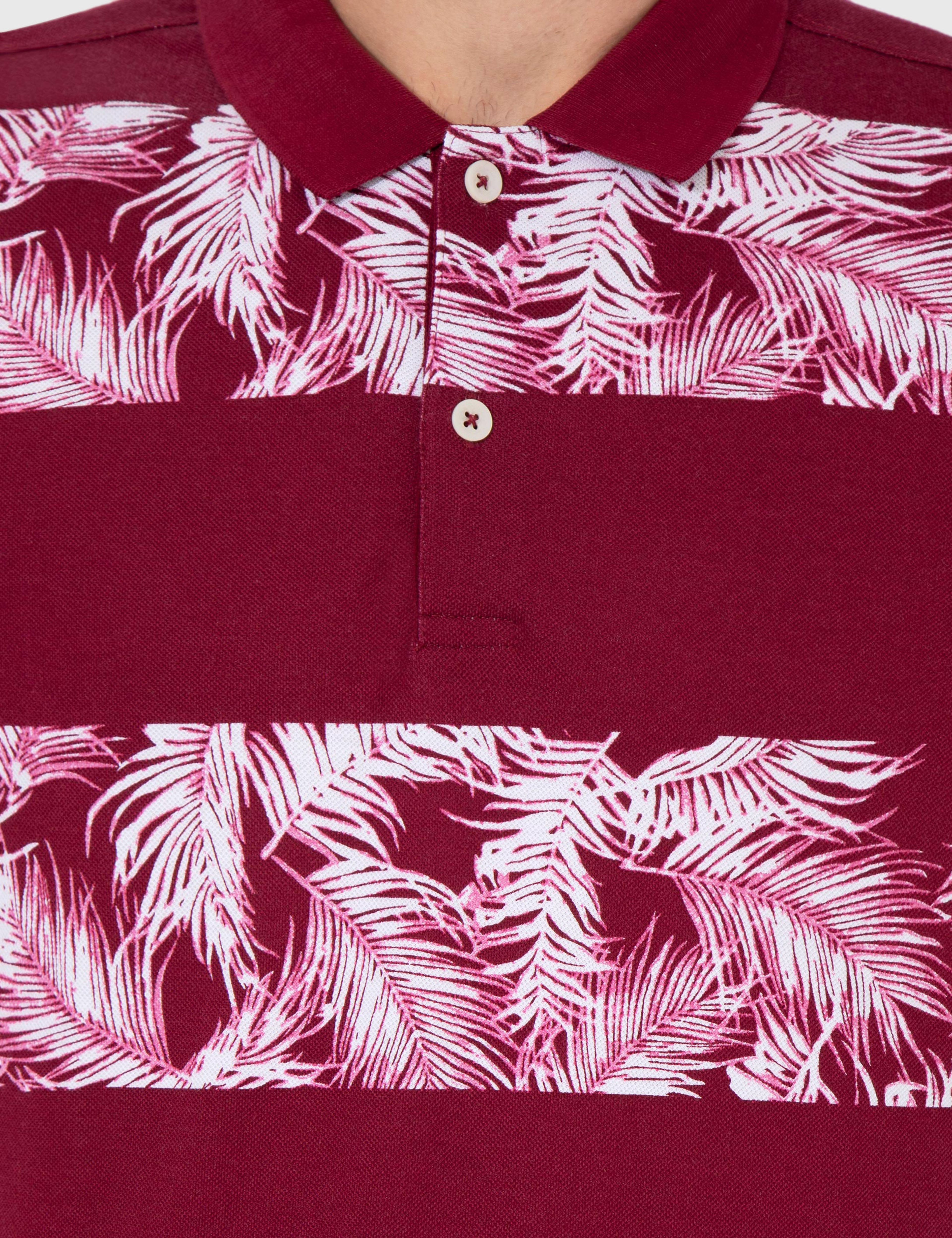 Bordo Slim Fit %100 Pamuk Düğmeli Polo Yaka T-Shirt