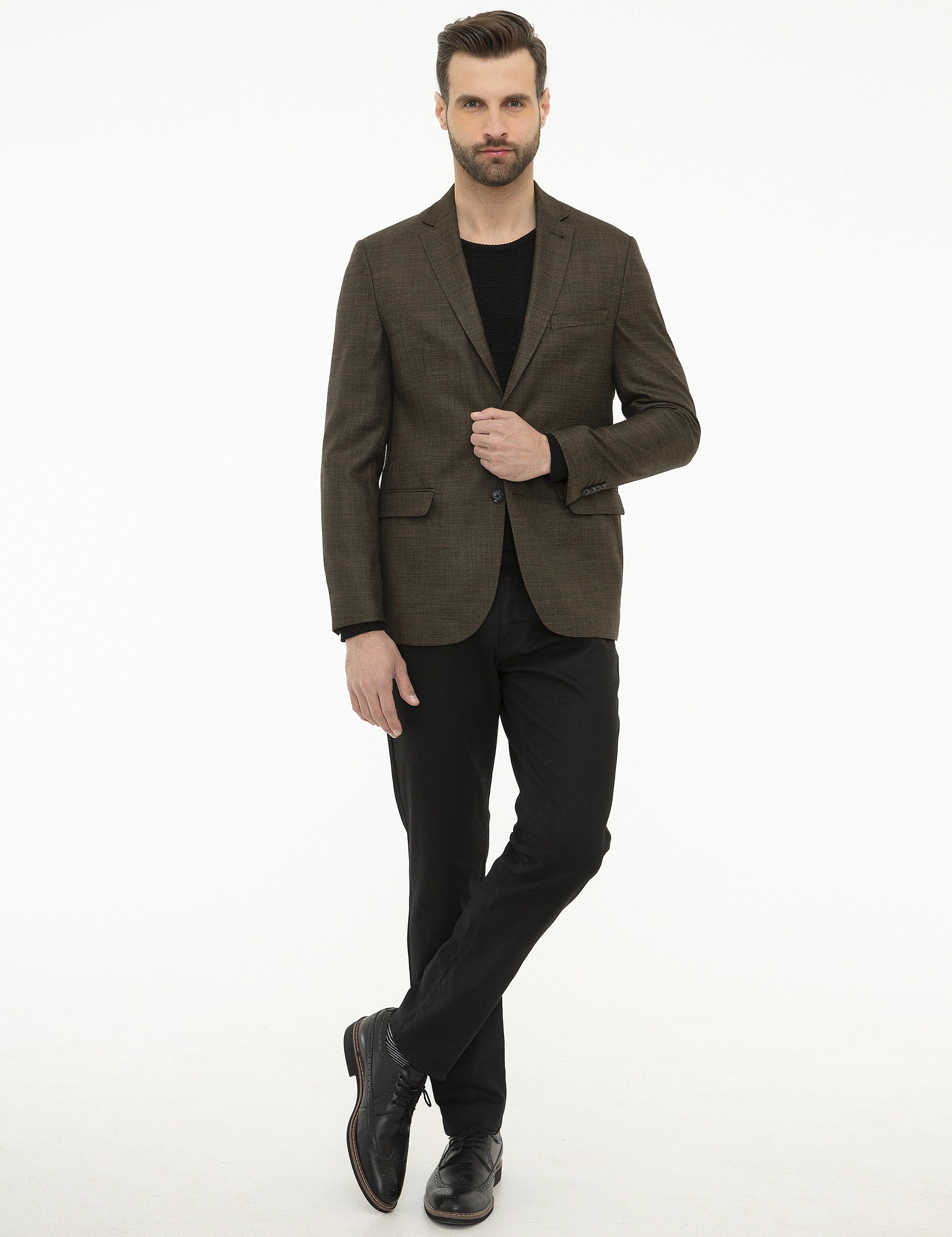 Kahverengi Slim Fit Ceket