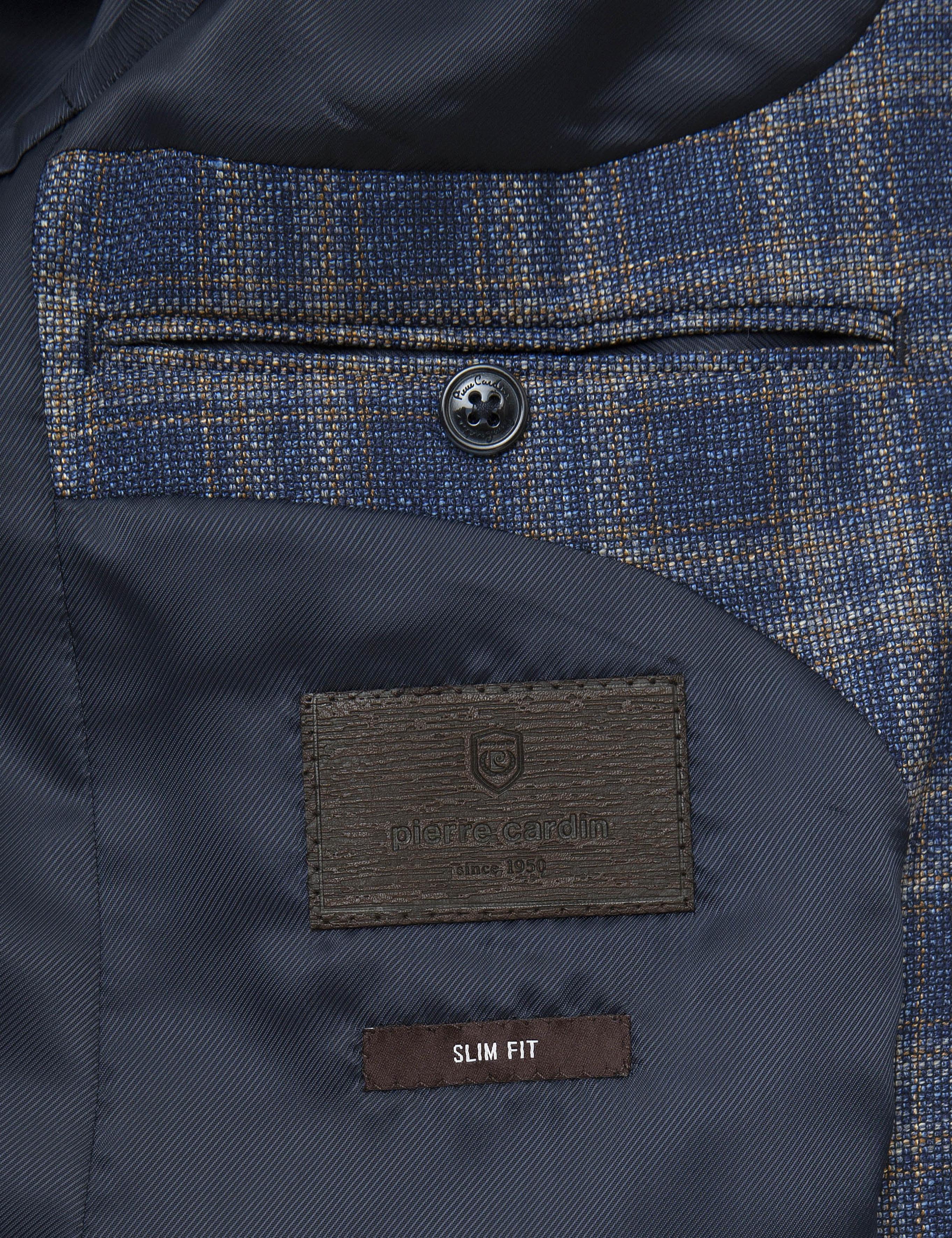 Ekose Koyu Mavi Slim Fit Ceket