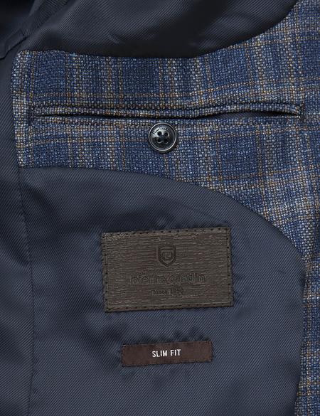 Ekose Koyu Mavi Slim Fit Ceket - 50225982005