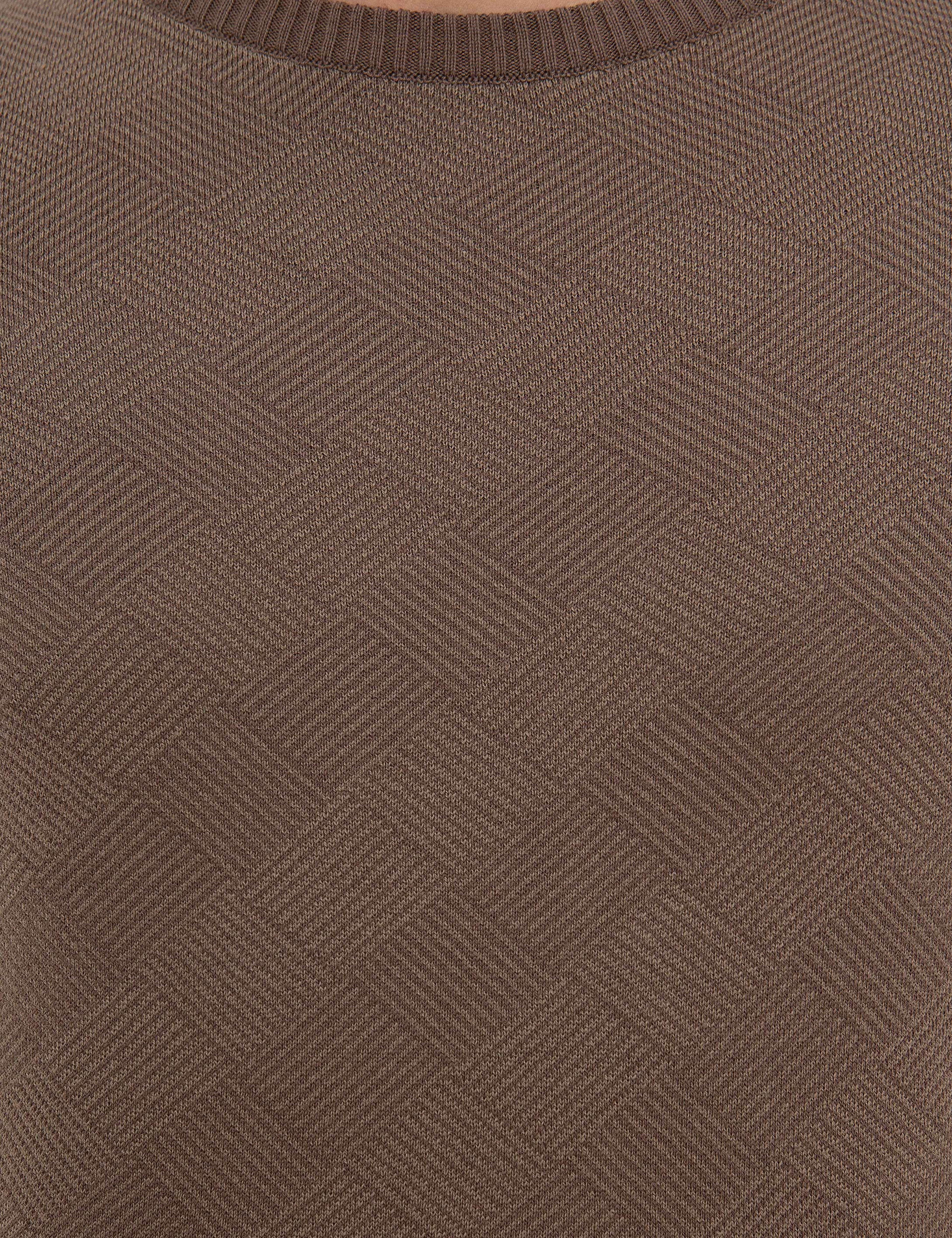 Kahverengi Slim Fit Triko Kazak - Image 6