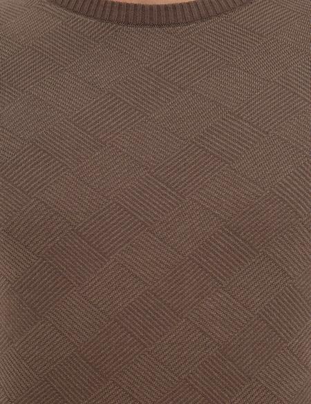 Kahverengi Slim Fit Triko Kazak - 50226667016