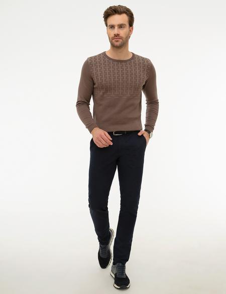 Kahverengi Slim Fit Triko Kazak - 50226519011