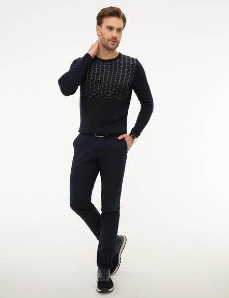 Koyu Lacivert Slim Fit Triko Kazak - 50226519029