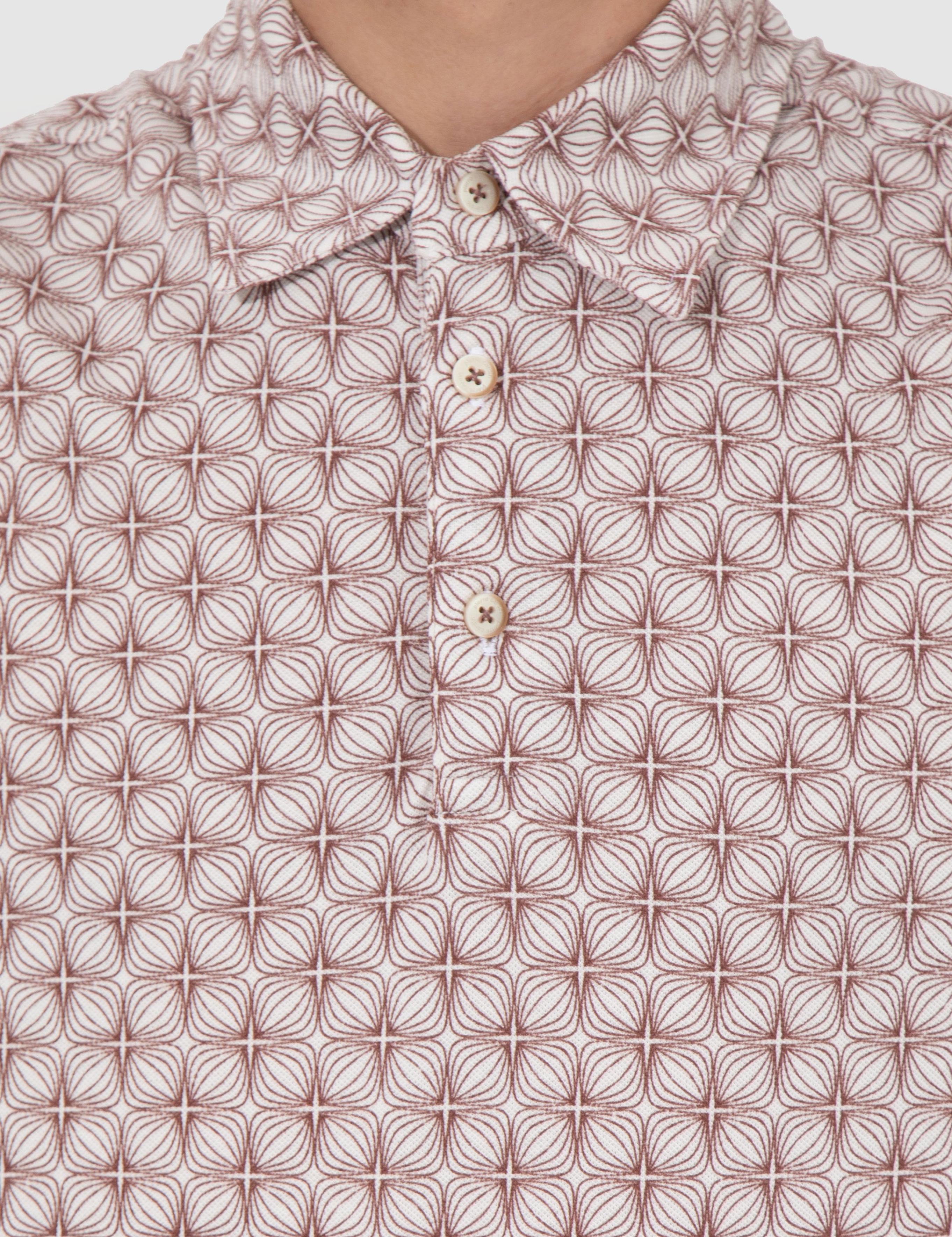 Açık Kahverengi Slim Fit Baskılı Polo Yaka Tişört