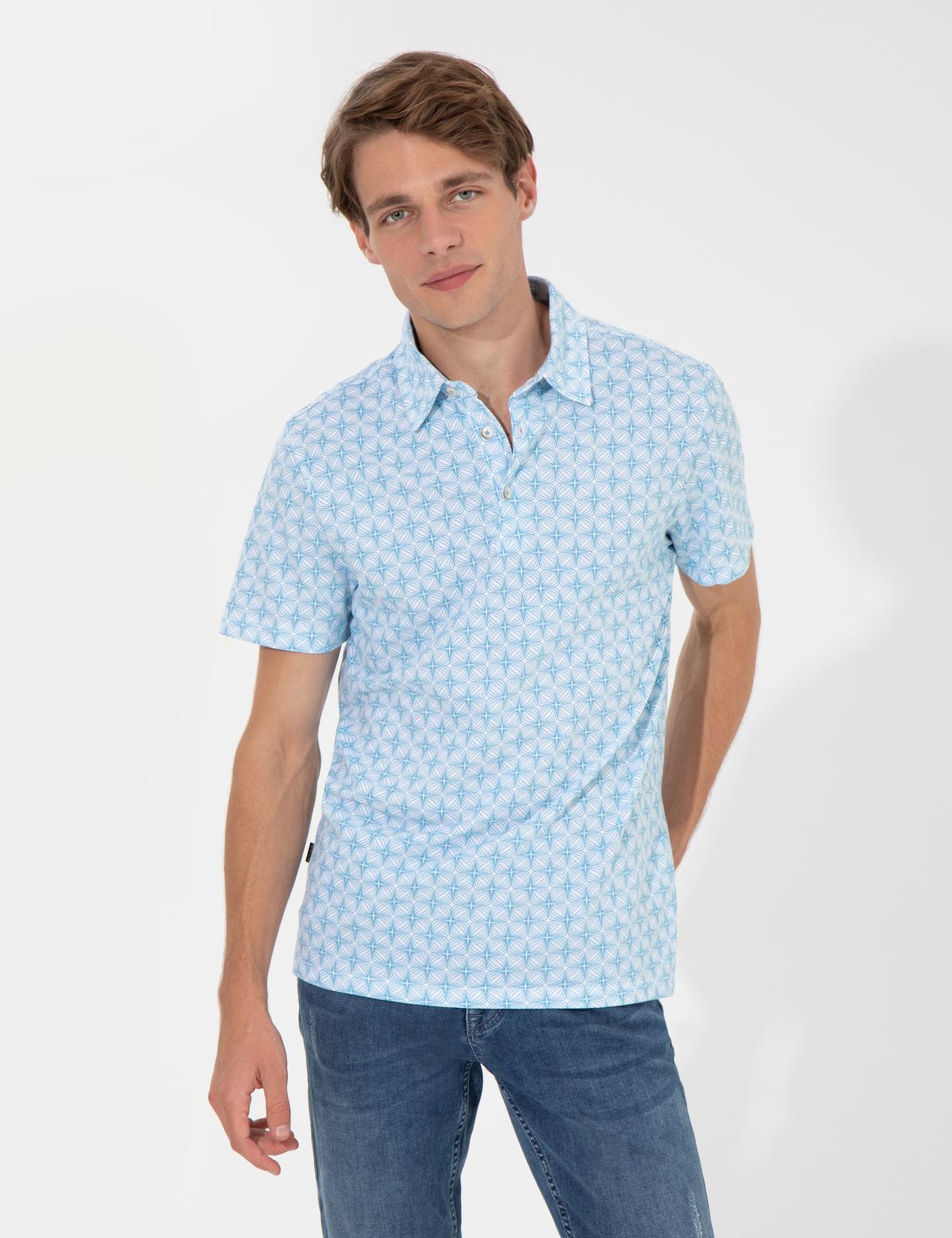 Mavi Slim Fit Desenli Polo Yaka Tişört - 50242062015