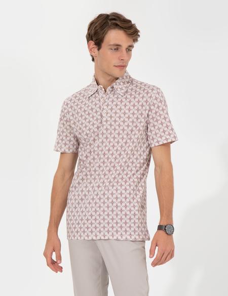 Açık Kahverengi Slim Fit Baskılı Polo Yaka Tişört - 50242062001