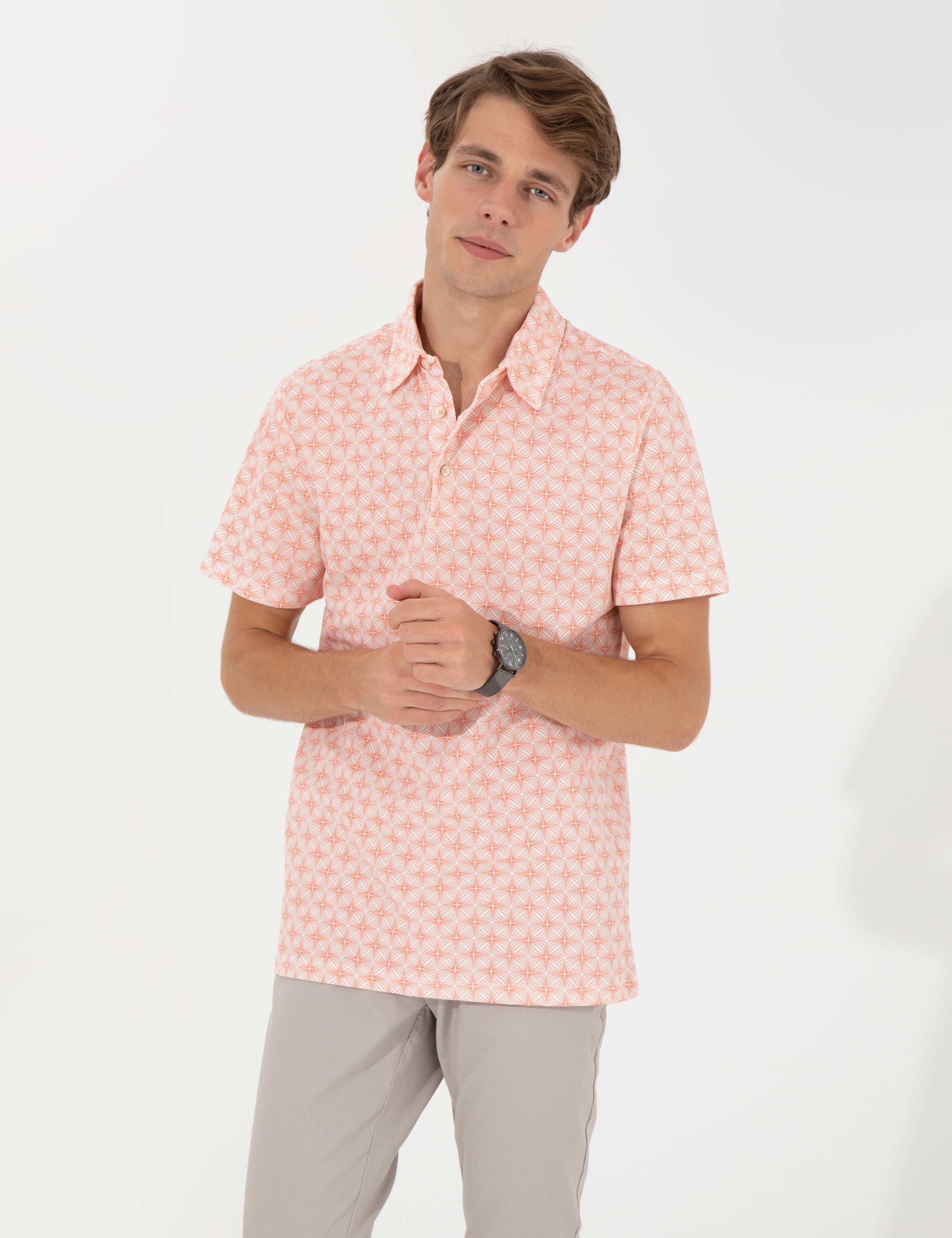 Somon Slim Fit Desenli Polo Yaka Tişört