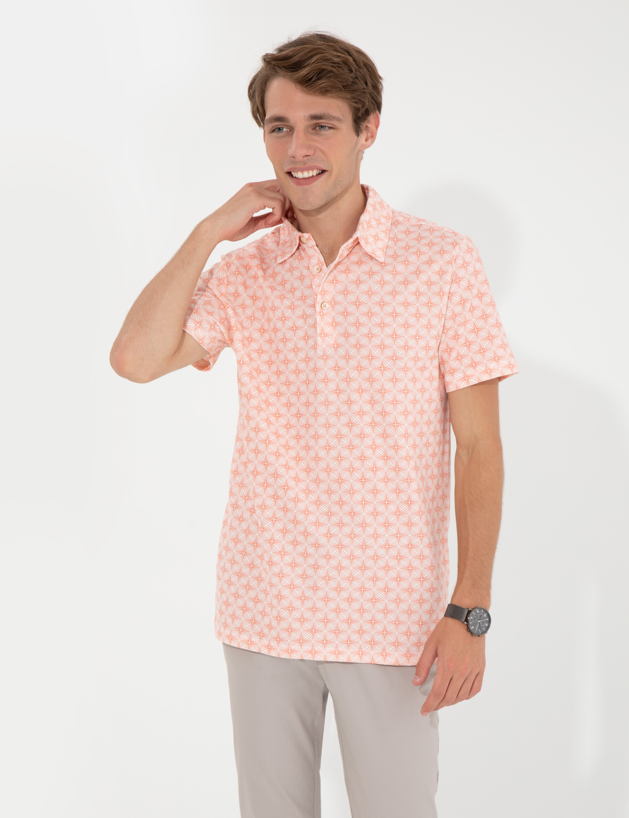 Somon Slim Fit Desenli Polo Yaka Tişört