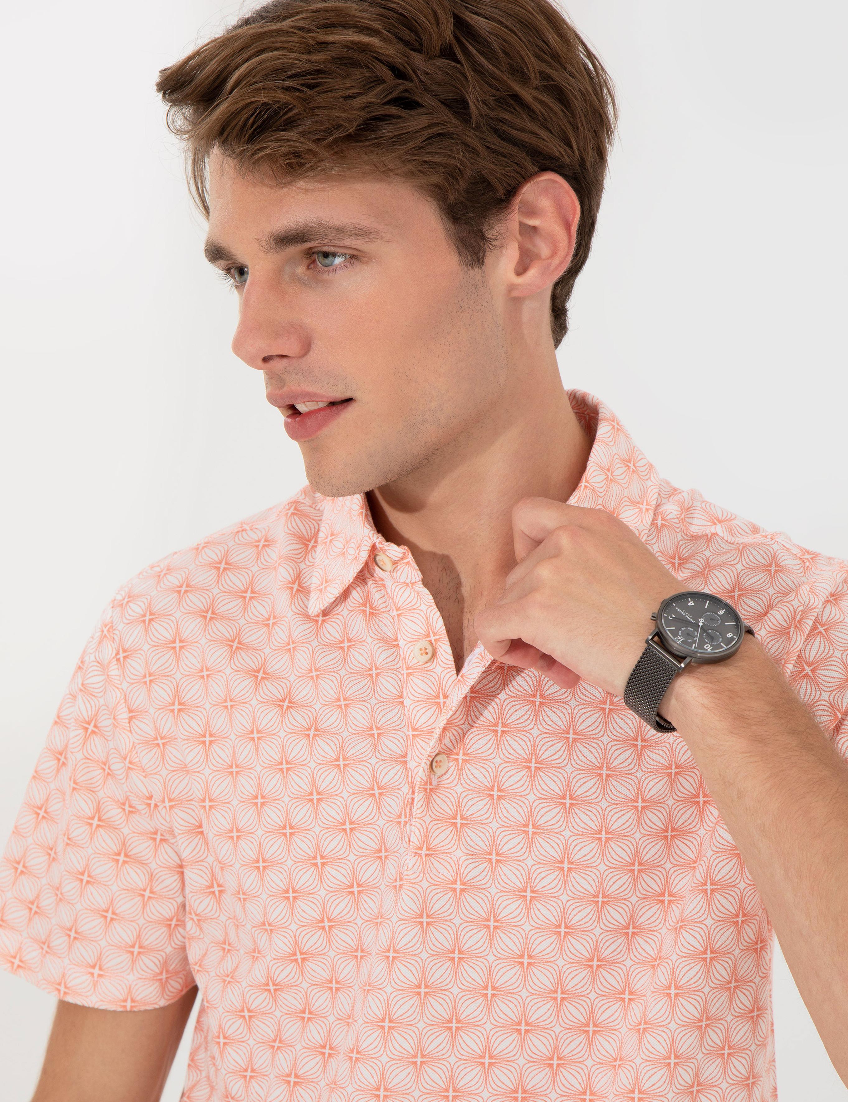 Somon Slim Fit Desenli Polo Yaka Tişört