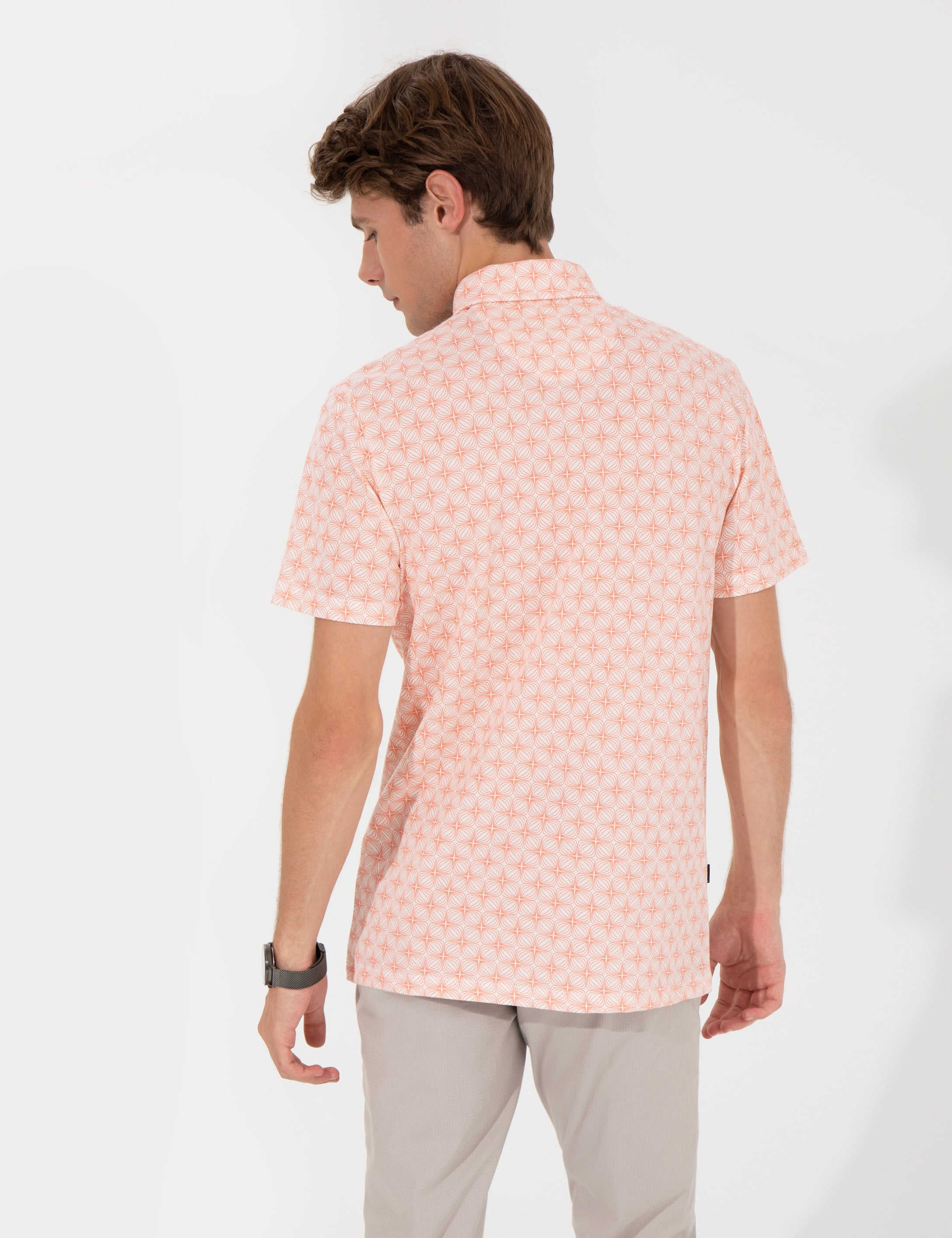 Somon Slim Fit Desenli Polo Yaka Tişört - Image 5