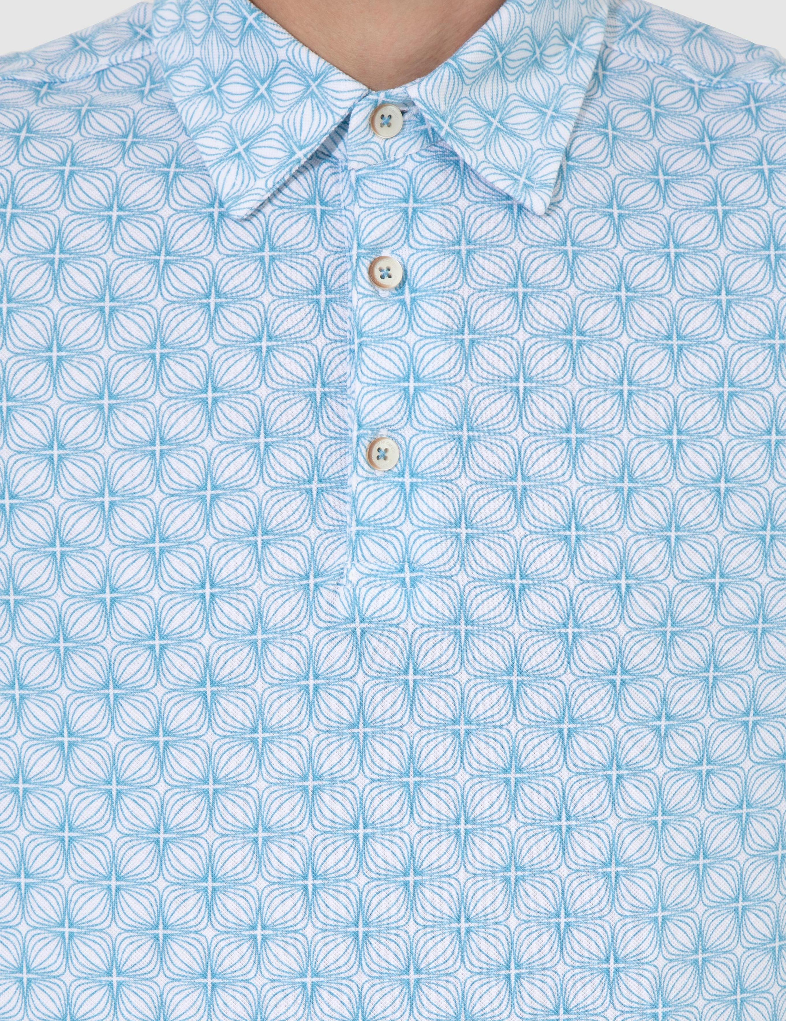 Mavi Slim Fit Desenli Polo Yaka Tişört