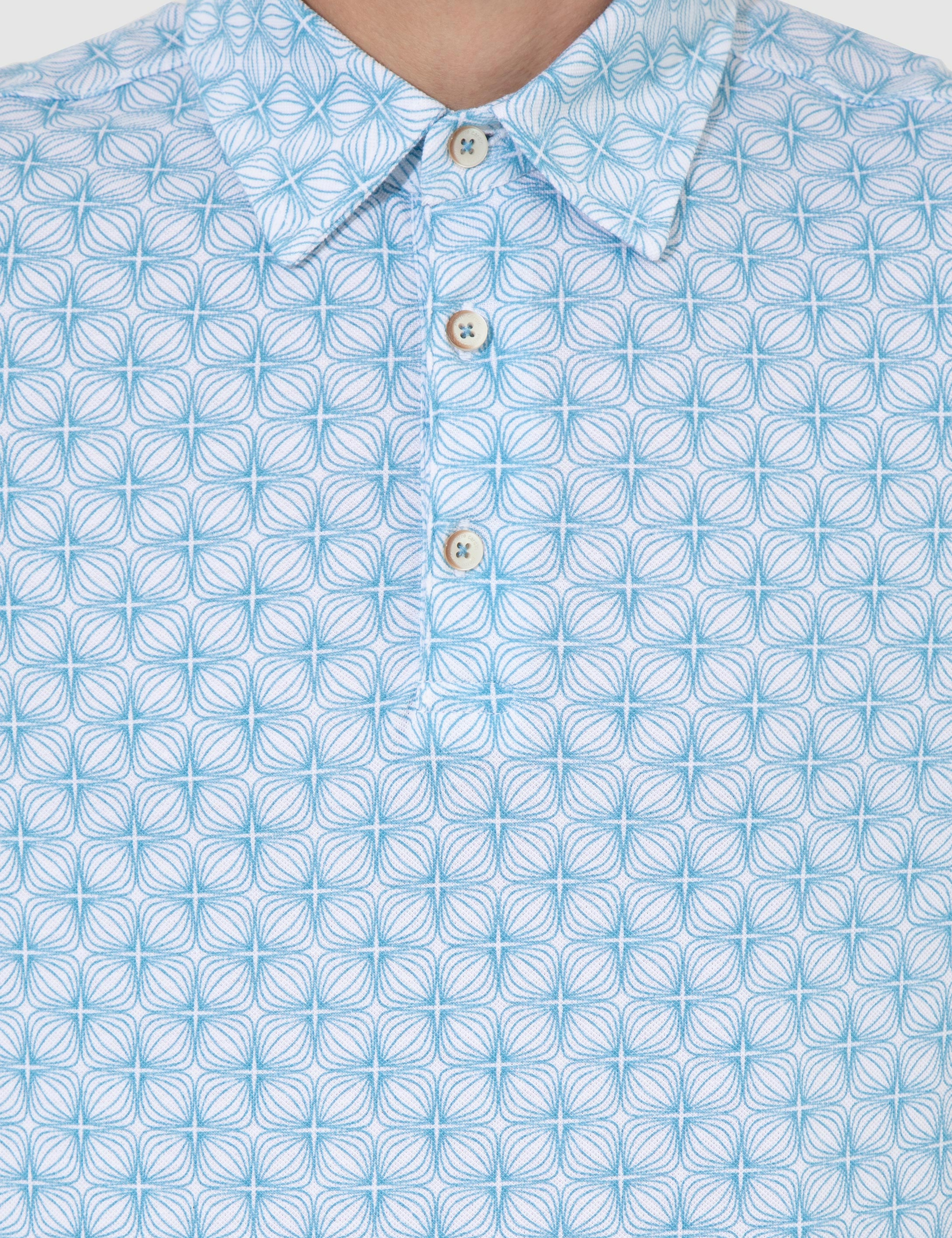 Mavi Slim Fit Desenli Polo Yaka Tişört - Image 6