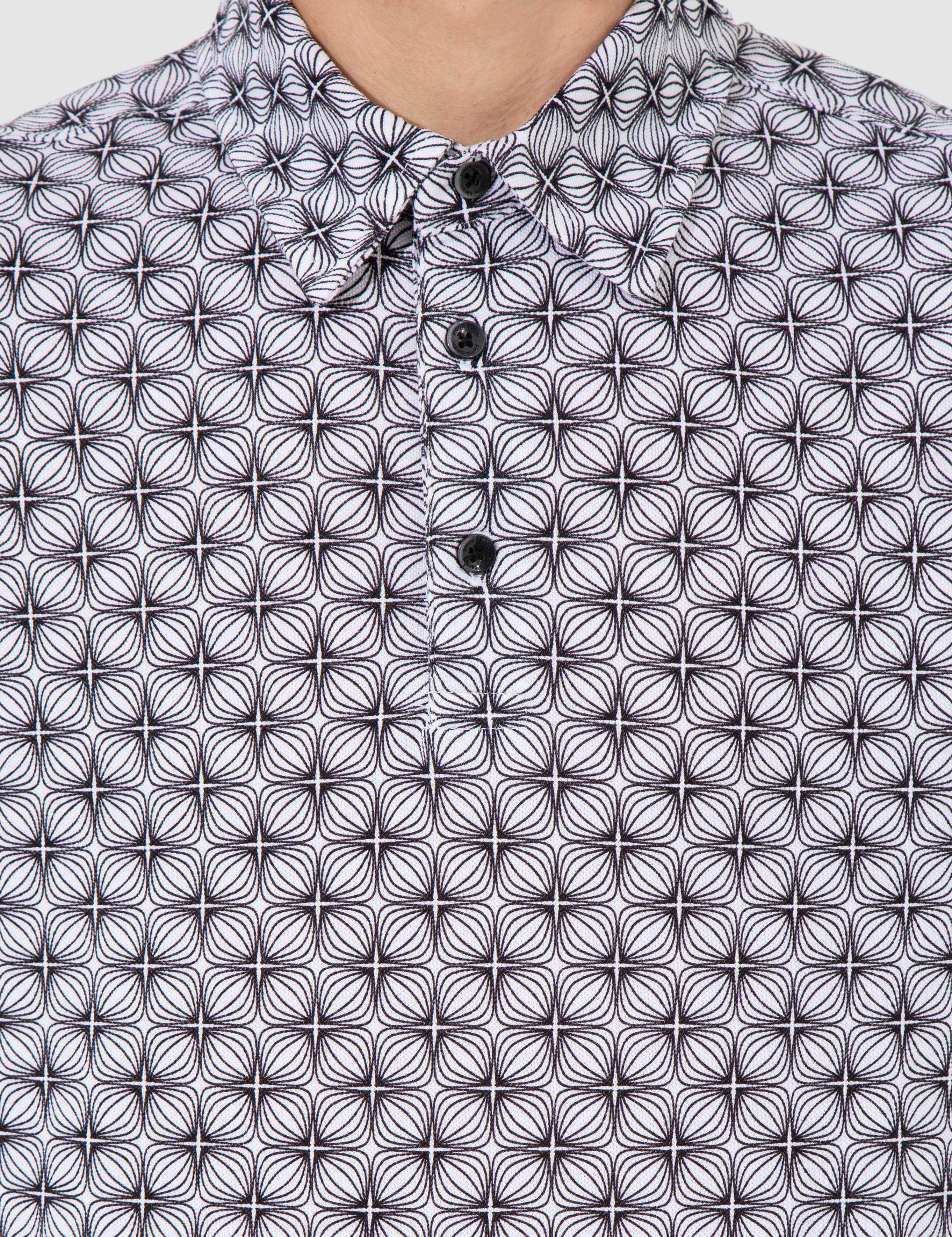 Siyah Slim Fit Desenli Polo Yaka Tişört