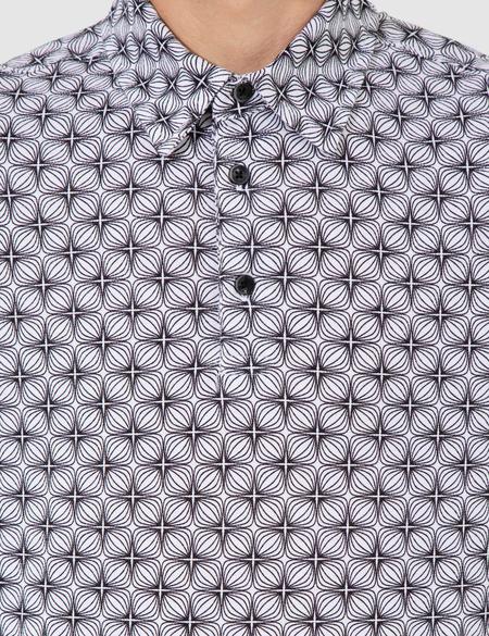 Siyah Slim Fit Desenli Polo Yaka Tişört - 50242062026