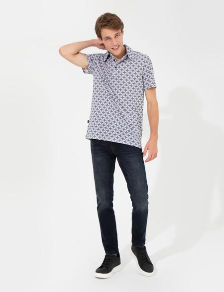 Siyah Slim Fit Desenli Polo Yaka Tişört - 50242062026