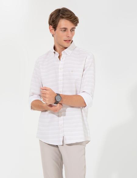 Bej Slim Fit Uzun Kollu Gömlek - 50247126016