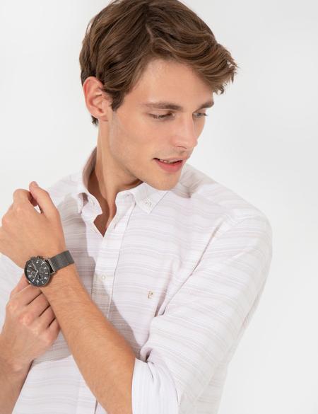 Bej Slim Fit Uzun Kollu Gömlek - 50247126016