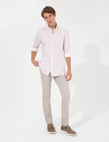 Açık Kahverengi Slim Fit Uzun Kollu Gömlek
