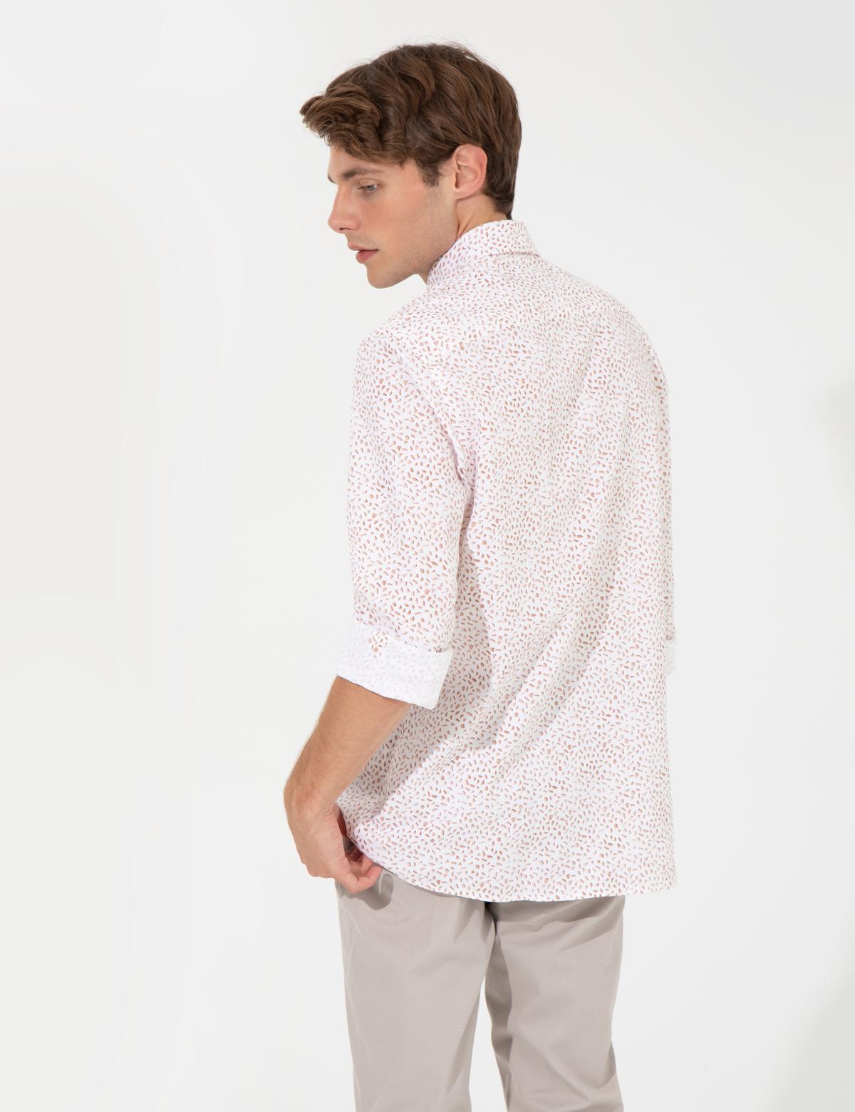 Açık Kahverengi Slim Fit Uzun Kollu Gömlek - 50248488003