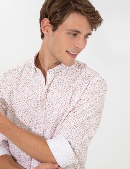 Açık Kahverengi Slim Fit Uzun Kollu Gömlek - 50248488003