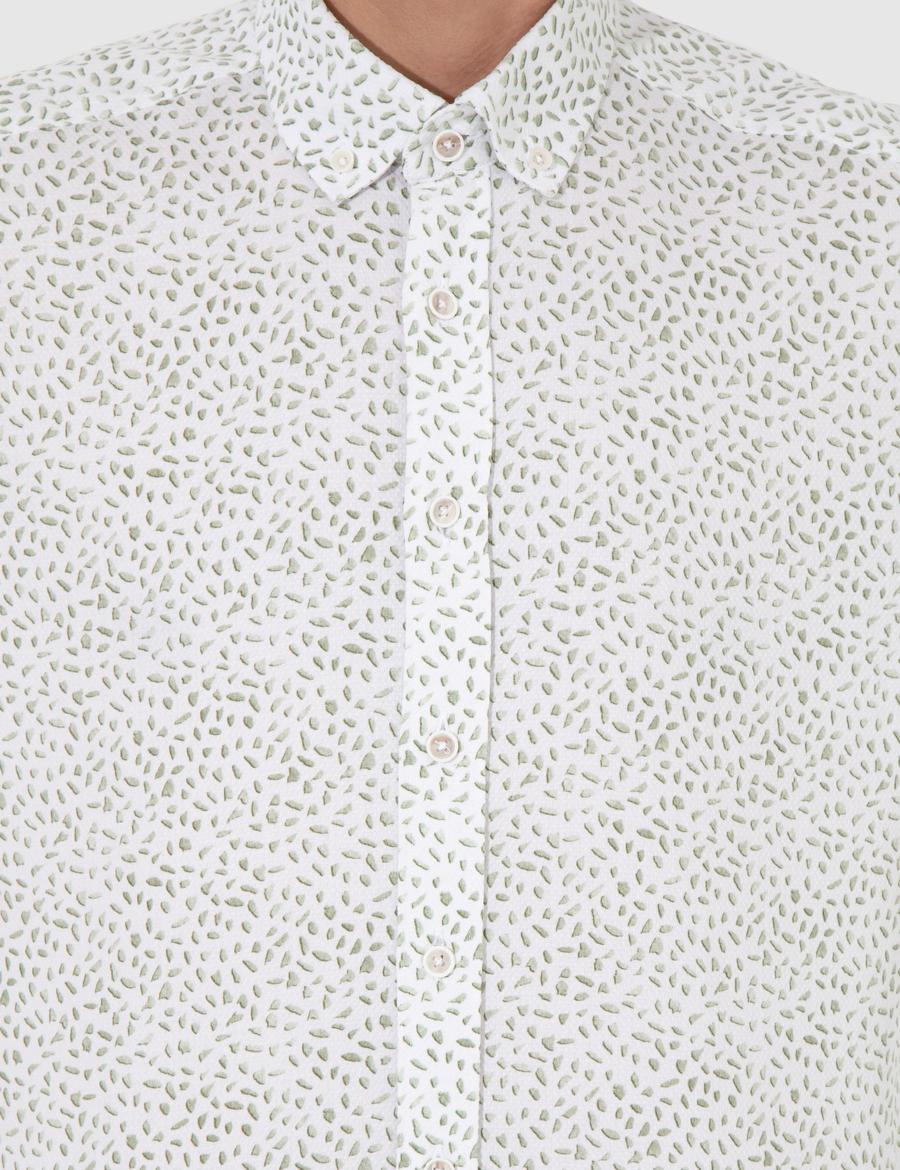 Yeşil Slim Fit Uzun Kollu Gömlek