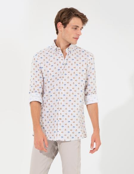 Bej Slim Fit Uzun Kollu Gömlek - 50249767001