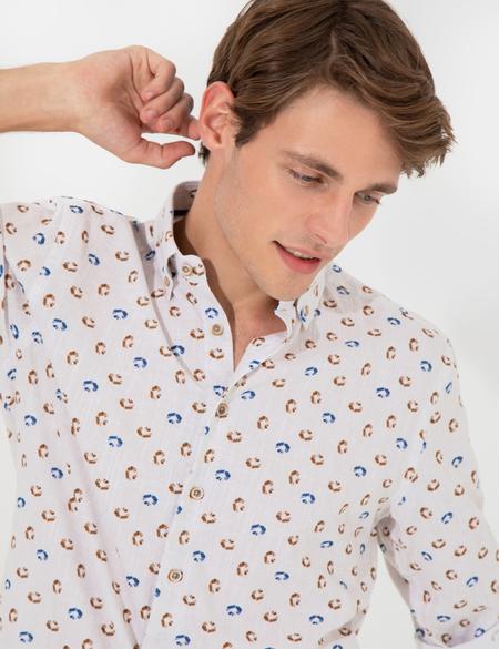 Bej Slim Fit Uzun Kollu Gömlek - 50249767001