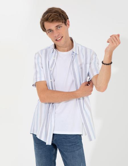 Gri Regular Fit Kısa Kollu Gömlek - 50249668007