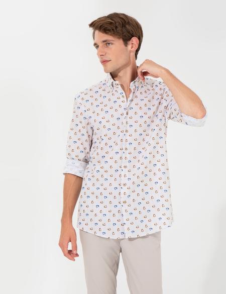 Bej Slim Fit Uzun Kollu Gömlek - 50249767001