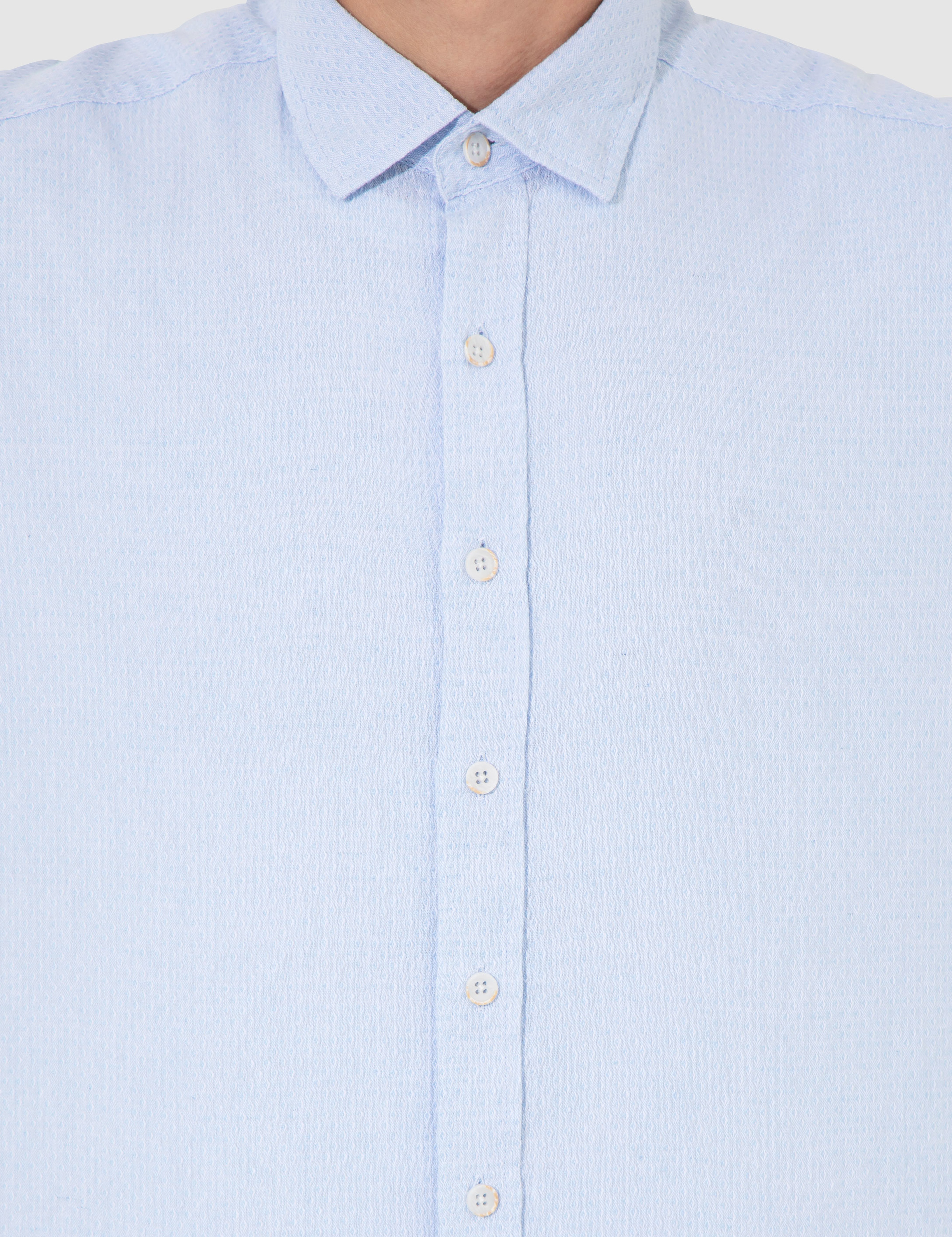 Açık Mavi Regular Fit Uzun Kollu Gömlek - Image 6