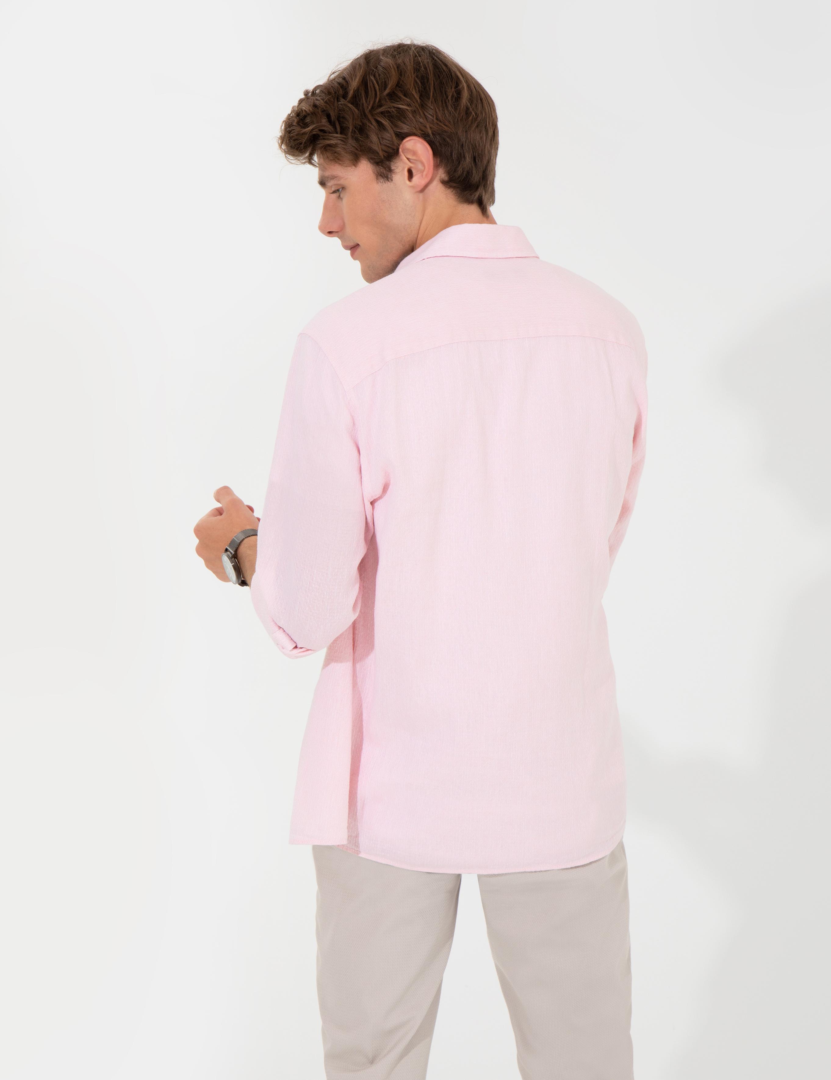 Pembe Regular Fit Uzun Kollu Gömlek